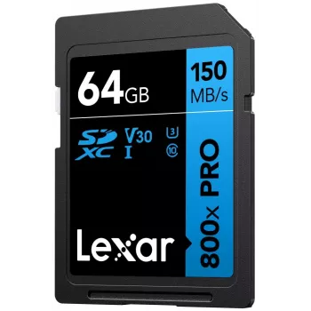 SDXC-flash-muisti Lexar 64 GB UHS-I 800xPRO — Class 10, U3, V30, 150 MB/s