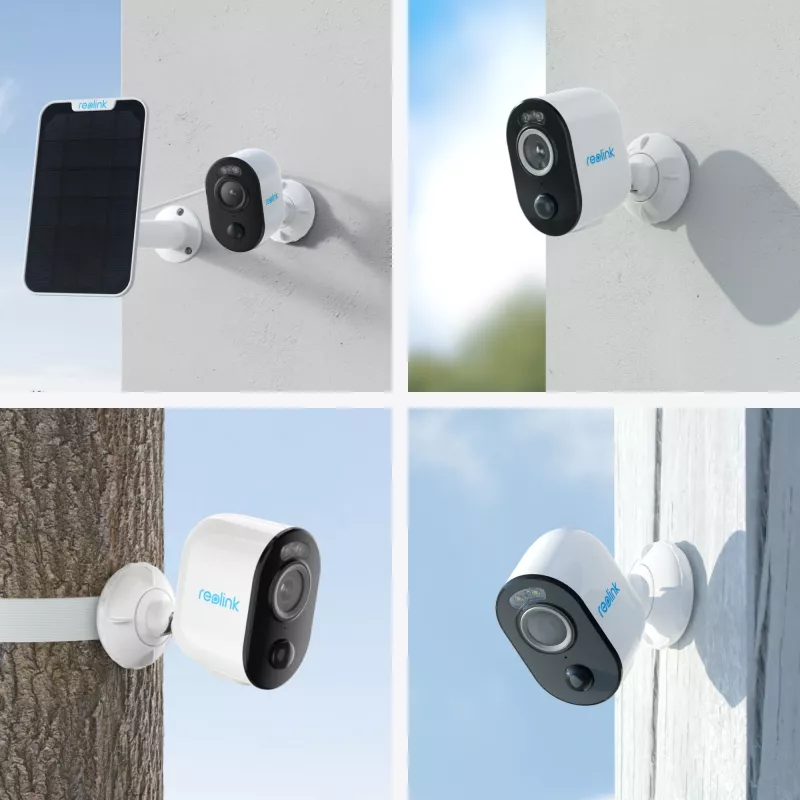 Reolink Argus B330 (BWC2K02SP) Wi-Fi IP-valvontakamera akulla ja aurinkopaneelilla, 5 MP 2880x1616, IP65, värillinen yönäkö, sisä- ja ulkokäyttöön, valkoinen