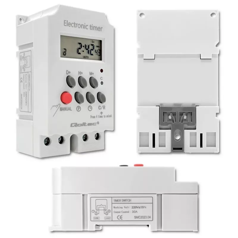 Elektroninen DIN-kiskokello QOLTEC PC0629 — 24V syöttö, 16A lähtö