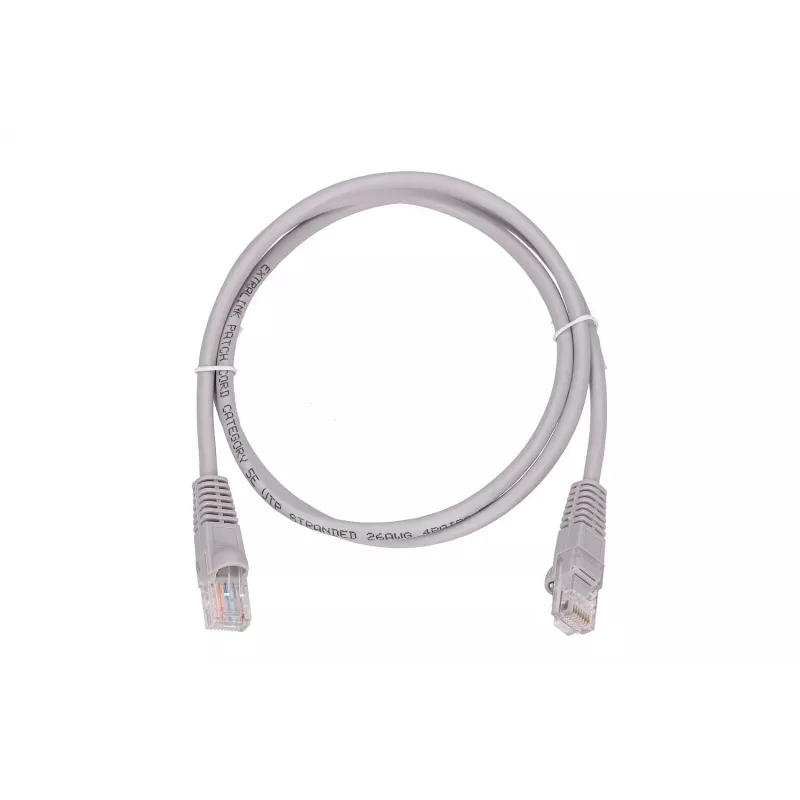 LAN-patchkaapeli Extralink Cat5e UTP 1 m, RJ-45–RJ-45, harmaa