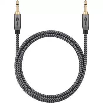 Plus audiokaapeli AUX 3,5 mm stereo (musta/hopea, 2 metriä)