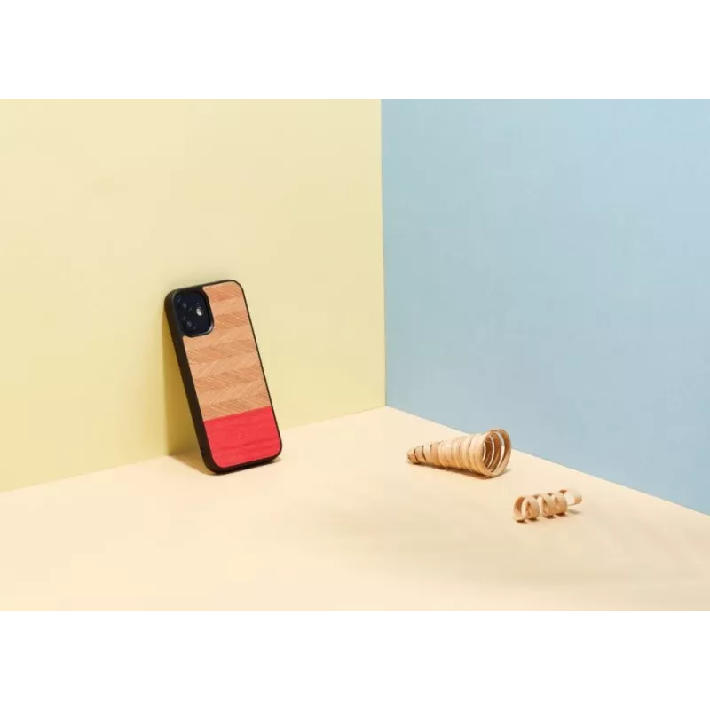 Man and Wood -suojapuhelinkotelo iPhone 12 mini – kalanruotokuvio azalea musta