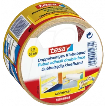 Kaksipuolinen teippi Tesa 56170, 5 m x 50 mm, pysyvästi tarttuva, kudottu vahvistettu