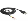 Delock kaapeli USB2.0 Type-A uros > 2 x avoimet kaapelinpäät - 1,5 m - musta (85664)