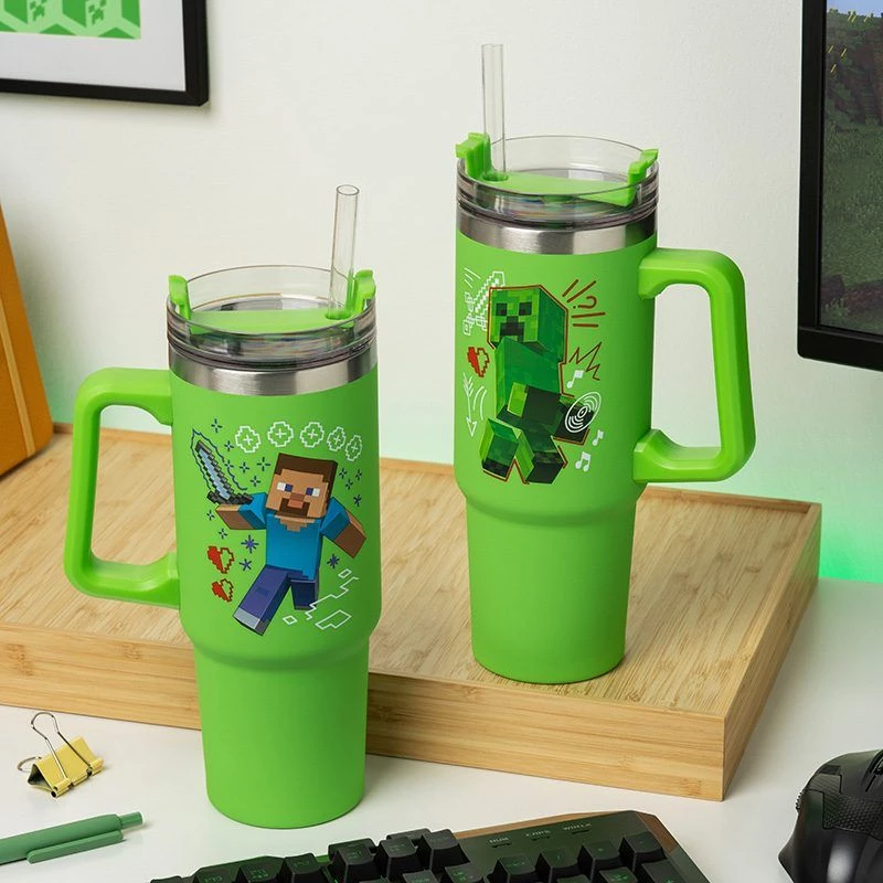 Paladone Minecraft vihreä 900 ml termomuki pillillä