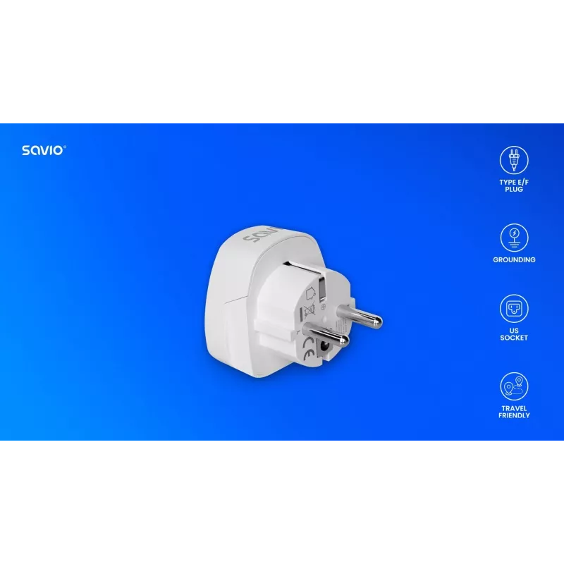 SAVIO AP-01 matka-adapteri, US-pistorasia – EU-pistoke