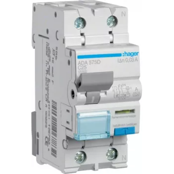 Hager RCBO-kytkin 1P+N 10kA C-25A 30mA ADA575D (ADA575D)