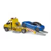 Bruder MB Sprinter autonkuljetusauto valo- ja äänimoduulilla, oranssi/sininen, sisältää roadsterin