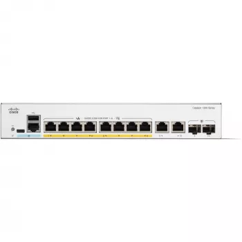Cisco Catalyst 1300-8FP-2G - kytkin - L3 - managed - 8 x 10/100/1000 (PoE+) + 2 x Combo Gigabit SFP/RJ-45 - rack-asennettava - PoE+ (120 W) (C1300-8FP-2G)