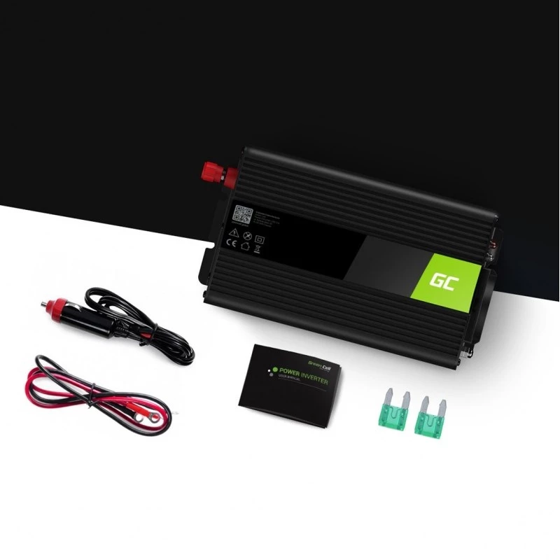 Autovaihtosuuntaaja Green Cell INV01DE 300W DC-AC, 12V–230V, 1×USB, LED, aktiivinen jäähdytys
