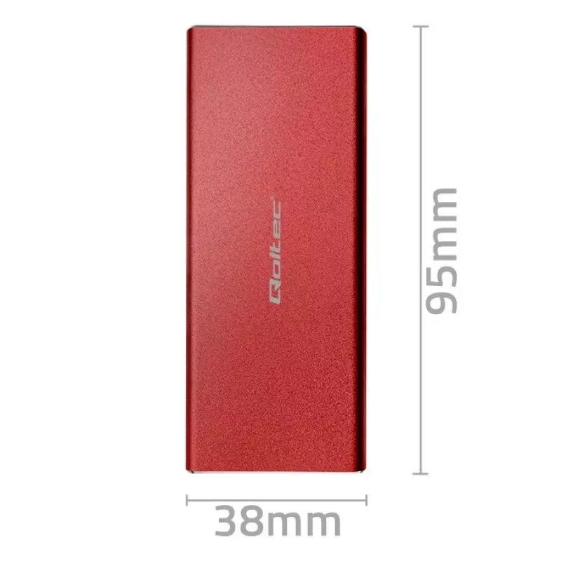 SSD-kotelo QOLTEC 51831 USB 3.0 M.2 SATA-asemille jopa 2 TB, punainen, tukee 30 mm pituutta, jopa 4 asemaa