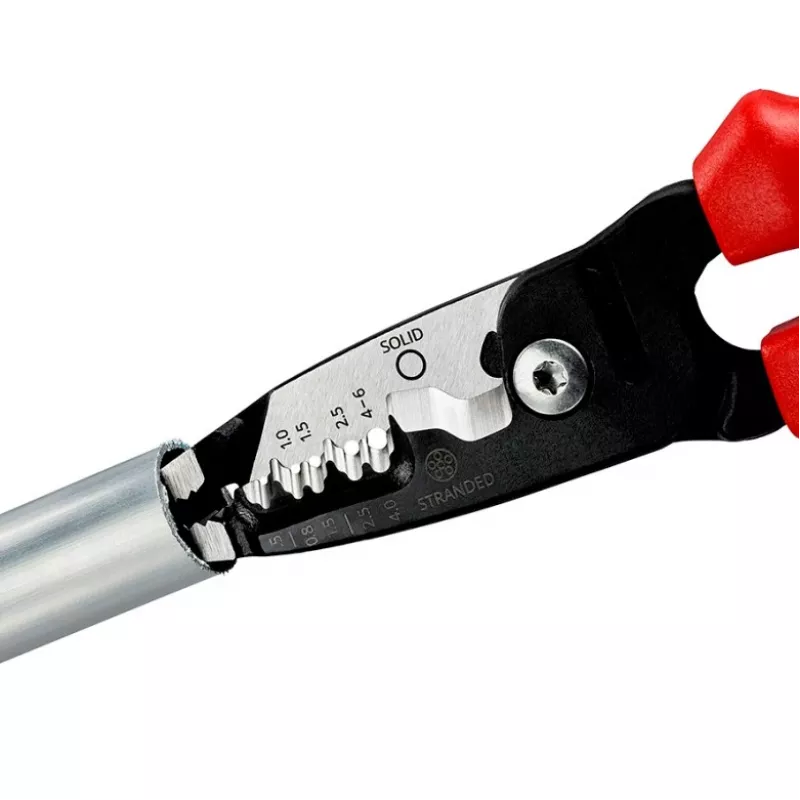 Knipex 13 72 200 ME kuorintapihti musta, sininen, punainen, ruostumaton teräs