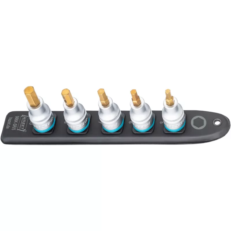 Kuusiokantahylsysarja Hazet 986K-SR/5, 5 osaa, koot 5–10 mm