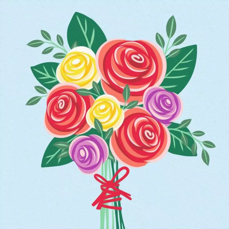 Ravensburger CreArt -maalaussarja – Rosenbouquet, maalaa numeroilla -sarja (malli 25520)