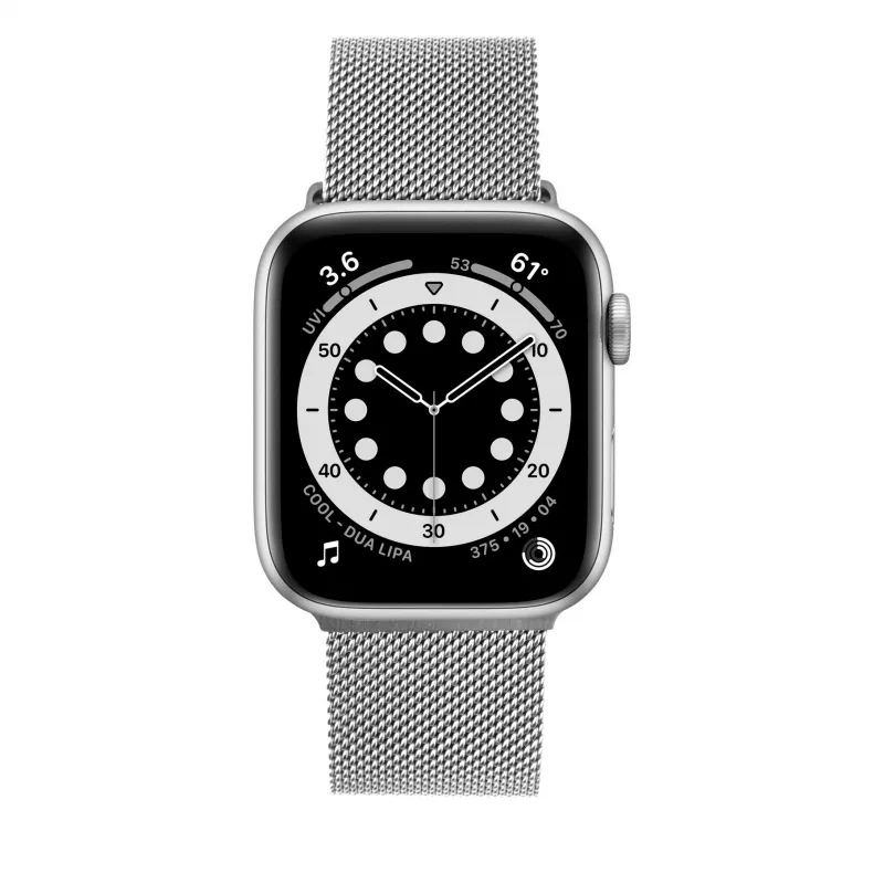 Mesh-ranneke FIXED Apple Watch 38/40/41 mm -kelloon — FIXMEST-436-SL hopea, Milanese-ruostumaton teräs, säädettävä
