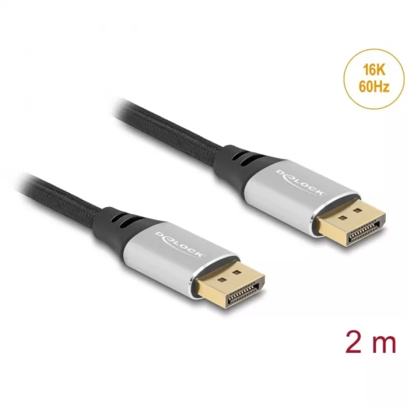 DeLOCK DisplayPort-kaapeli 16K 60 Hz 2 m hopea metalli