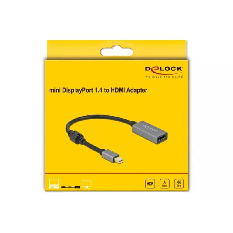 Aktiivinen mini DisplayPort 1.4 - HDMI -sovitin DeLOCK 66570