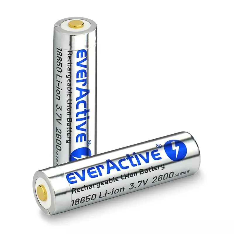 Akku everActive 18650 3.7V Li-ion 2600mAh micro USB suojauksella BOX