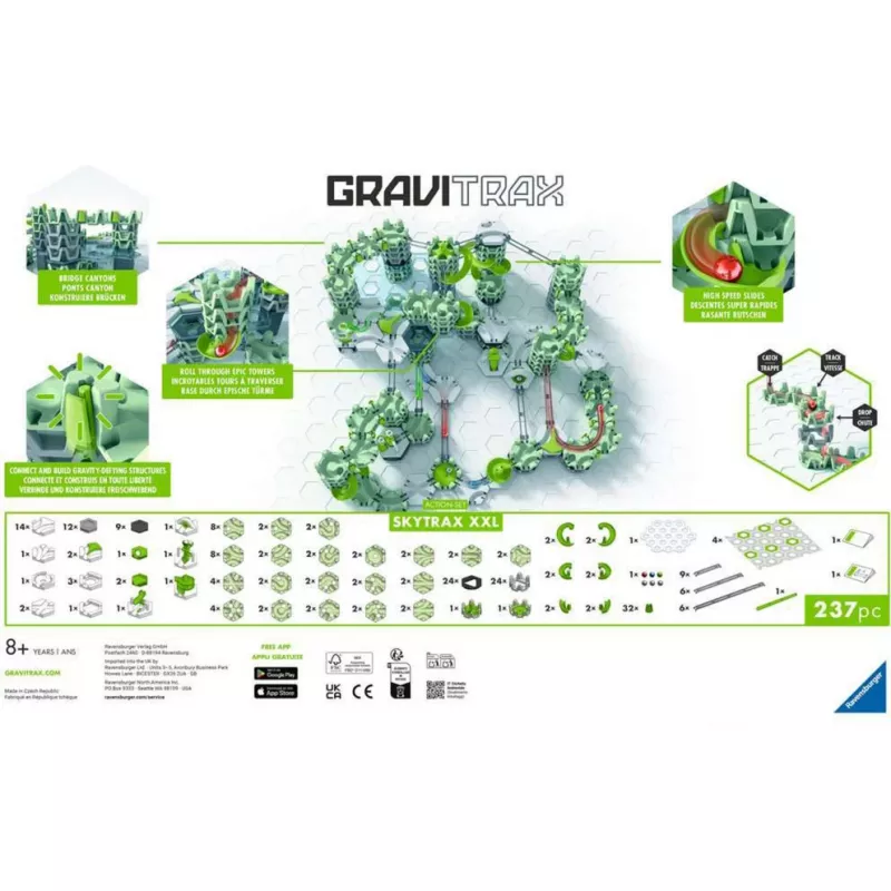 Kuularata-toimintasarja Ravensburger GraviTrax Action Set XXL Skytrax, radan laajennus