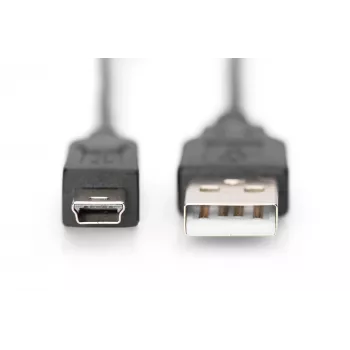 ASM AK-300130-030-S ASSMANN kaapeli USB 2.0 HighSpeed Canon USB A/miniUSB B (5pin) M/M musta 3m
