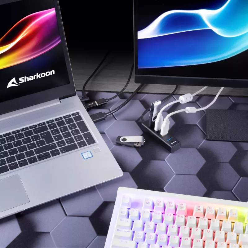 Sharkoon USB-keskitin USB 3.2 Gen 1 (3.1 Gen 1) Type-C 5000 Mbit/s musta