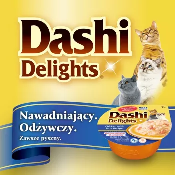 Kissanherkku INABA Dashi Delights kana & tonnikala liemi, 70 g pussi, viljaton, gluteeniton, soijaton