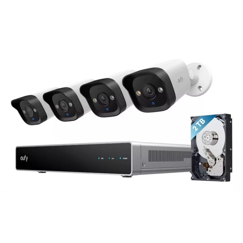 NVR-turvatallennin Eufy E40 — 8-kanavainen 4K-tulo, 2 TB HDD (laajennettavissa 16 TB:iin), musta/harmaa/valkoinen
