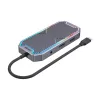 Unitek uHUB S7+ D1029A USB-C-keskitin, USB 3.2 Gen 2 10 Gbps, HDMI 2.0, Gigabit RJ45, 3,5 mm:n äänipistoke, 100 W, harmaa