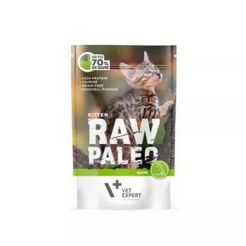 Märkäruoka pennuille VETEXPERT RAW PALEO Kitten hirvi 100 g pussi, gluteeniton ja sokeriton, ruoka-aineallergioihin