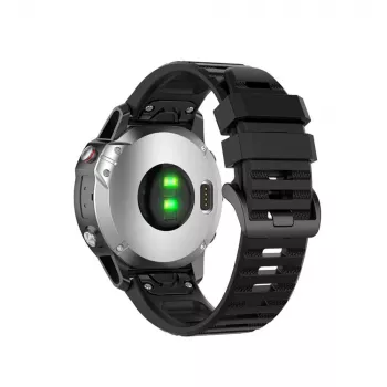 Silikoniranneke FIXED Garmin QuickFit 26mm musta — vara-kelloranneke 26 mm