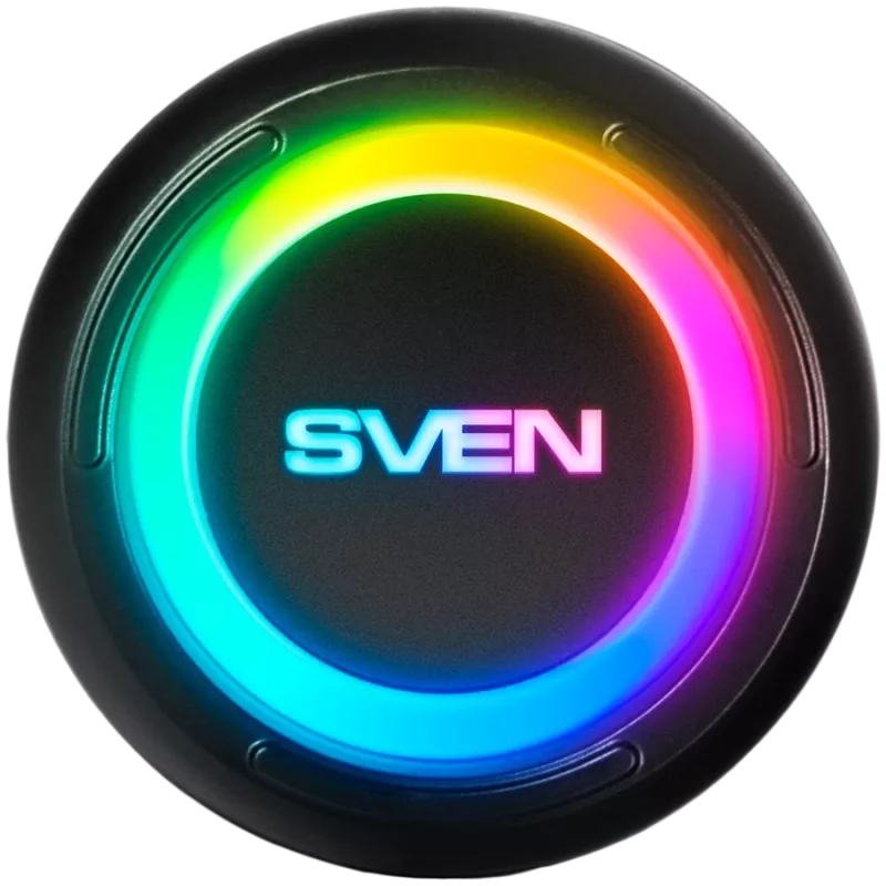 Kaiutin SVEN PS-315, musta, lähtöteho 2x10W (RMS), vedenpitävä (IPx6), TWS, Bluetooth, USB, microSD, litiumakku