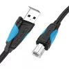 USB 2.0 A - USB-B -kaapeli Vention VAS-A16-B500, 5 m, musta, uros-uros, 480 Mbit/s