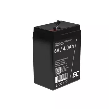 UPS-akku Green Cell AGM15, 6 V, 4 Ah, sinetöity lyijyakku (VRLA), musta, 680 g