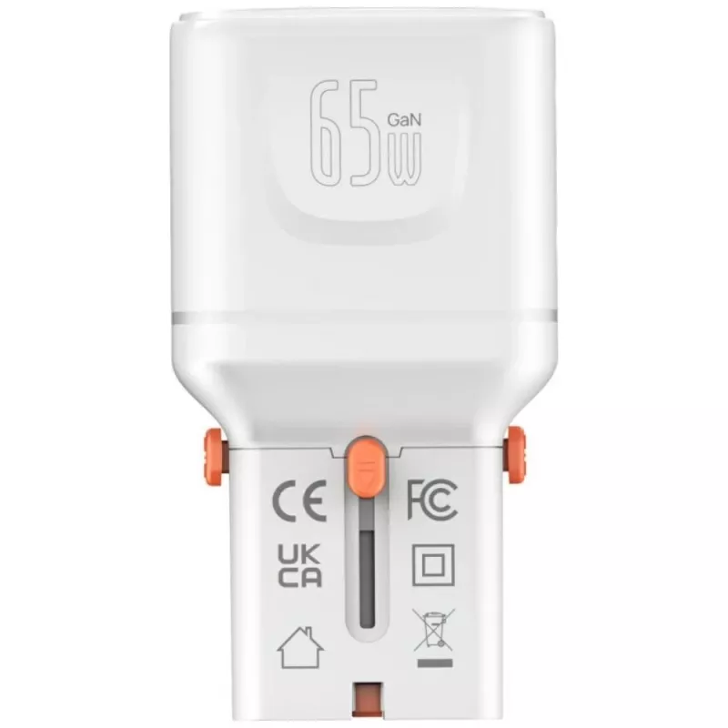 Matkalaturi World 65W USB-C + USB-A valkoinen