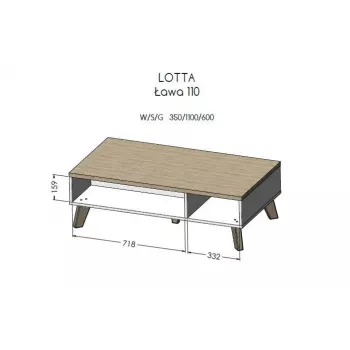 Cama LOTTA 110 sohvapöytä wotan-tammi/matta musta