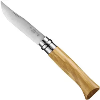 Taittoveitsi Opinel Nr. 08 oliivipuukahvalla, ruostumaton terä, malli 002020