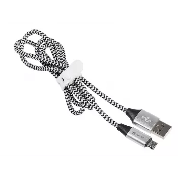USB-kaapeli Tracer TRAKBK46928 1m USB A Micro-USB B musta hopea