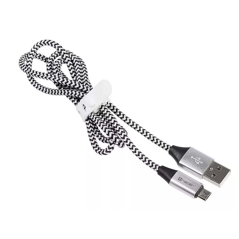 USB-kaapeli Tracer TRAKBK46928 1m USB A Micro-USB B musta hopea