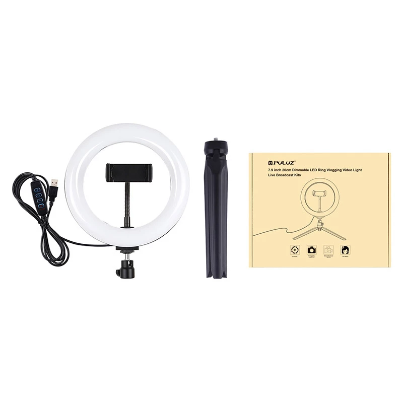 Jalustakiinnike Puluz 20 cm LED-renkaalla vloggaukseen PKT3073B