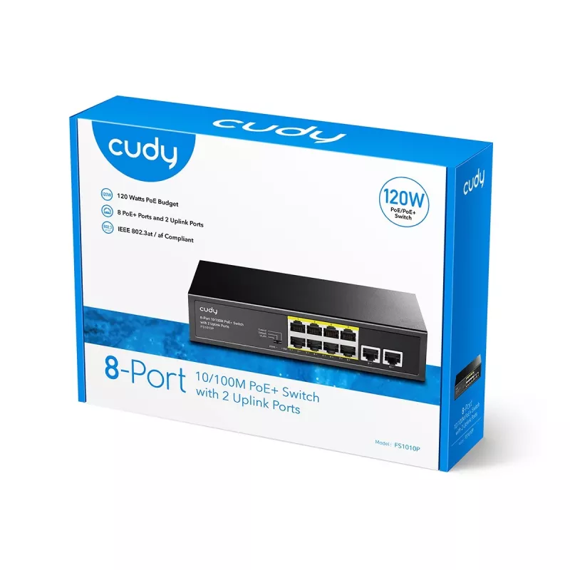 Cudy FS1010P verkkokytkin Fast Ethernet (10/100) Power over Ethernet (PoE) musta
