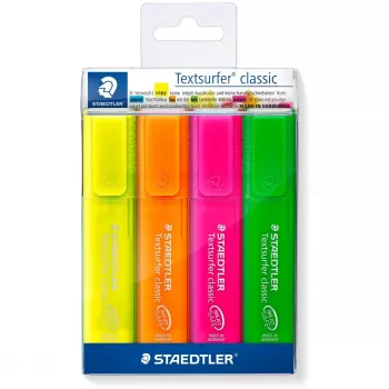 Tussi Staedtler 364 P WP4 kiilakärki vihreä oranssi pinkki keltainen