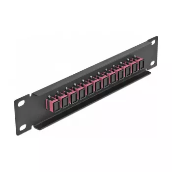 Kuitu-kytkentäpaneeli DeLOCK 10 inch 12 porttia SC Simplex violetti 1U musta