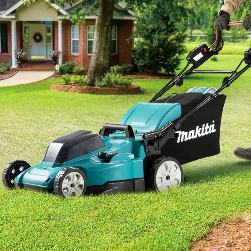 Makita DLM481Z ruohonleikkuri työnnettävä ruohonleikkuri akku musta, sininen, metalli