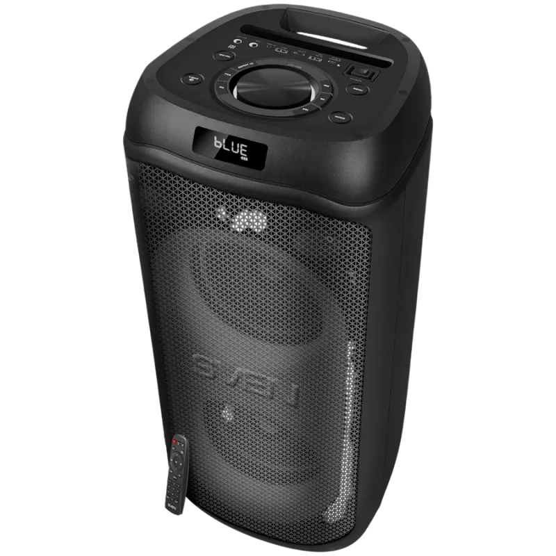 Kaiutin SVEN PS-1050, musta (200W, TWS, Bluetooth, FM, USB, microSD, LED-näyttö, 7200mAh)