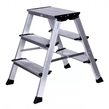 Krause askelma 126030 — alumiini 3 askelmaa, enimmäiskorkeus 65 cm, 6.1 kg, 500 mm leveys