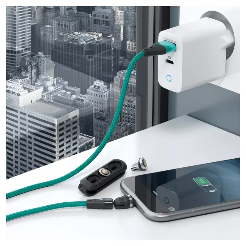 USB-kaapeli RealPower MagneticCharge3 1 m USB A vihreä