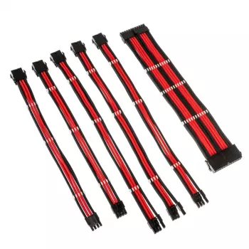 Punottu kaapelinjatkosarja Kolink Core Adept – 20+4pin, 8pin, 4+4pin, 3×6+2pin; pituudet 300–350 mm; PET-kuori; kuparijohtimet