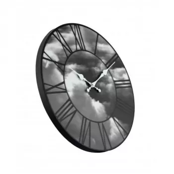 NeXtime kello 3037 Clouds, Ø39 cm, seinäkello, musta