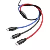 BASEUS Colorfone CAMLT-BSY01 USB-kaapeli 1,2 m USB A 3 x USB C musta, punainen, sininen