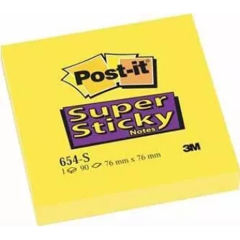Post-It 654-S muistilaput neliö keltaiset 90 arkkia (654-S6 (1 PAKKAUS = 12 lohkoa))